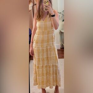 Max Studio Yellow & White Checkered Maxi Dress — Size S